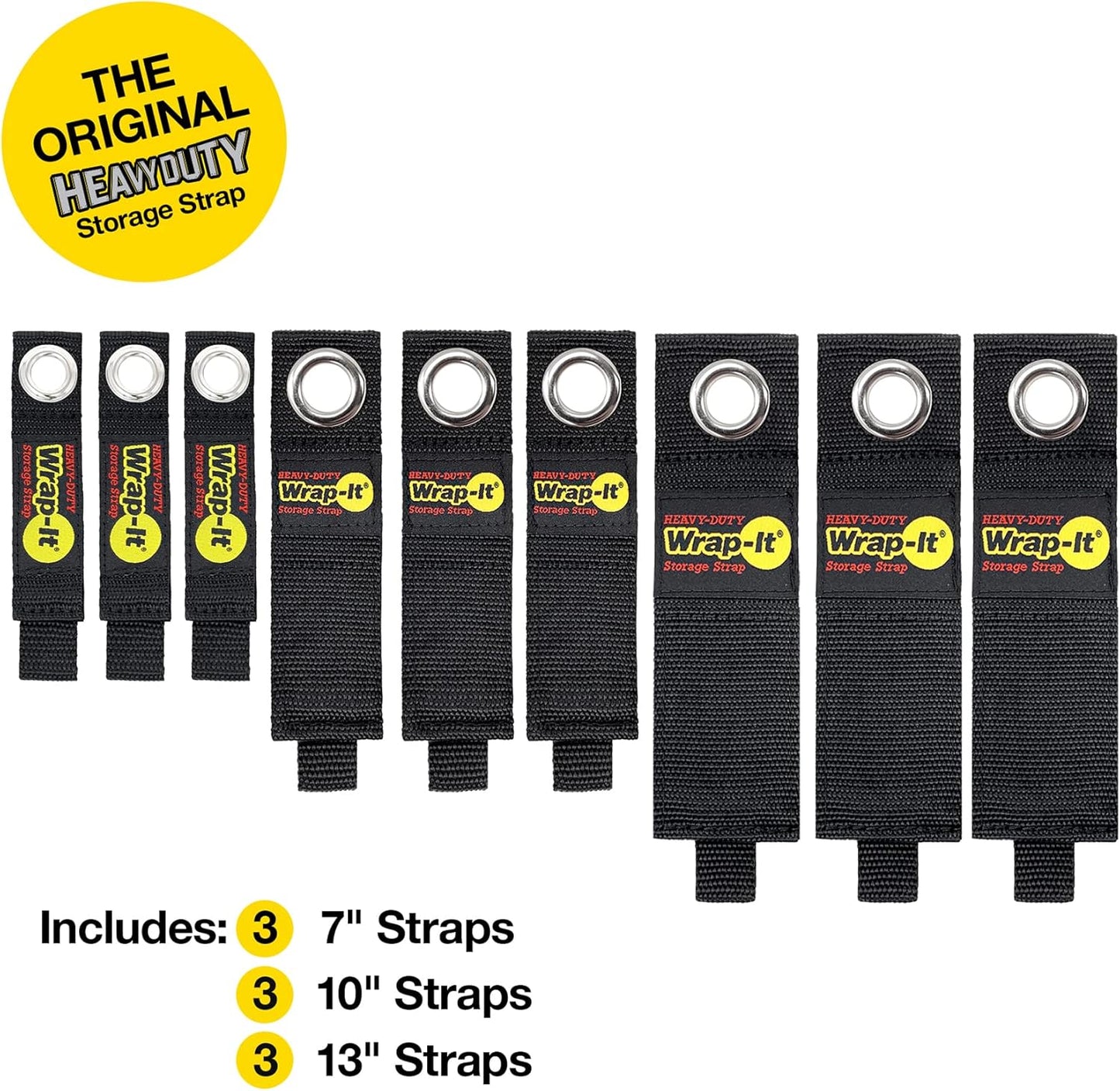 Heavy-Duty Wrap-It Storage Straps - Assorted 9-Pack - Extension Cord Hanger Cord Straps for Garage Storage and Organization