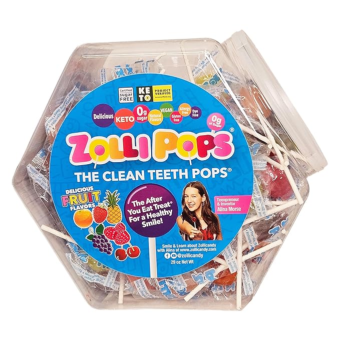 Zollipops Clean Teeth Lollipops, Anti-Cavity, Sugar-Free Candy in Assorted Flavors - Great for Kids, Diabetics, and Keto Diet, 126 Count, 29 oz