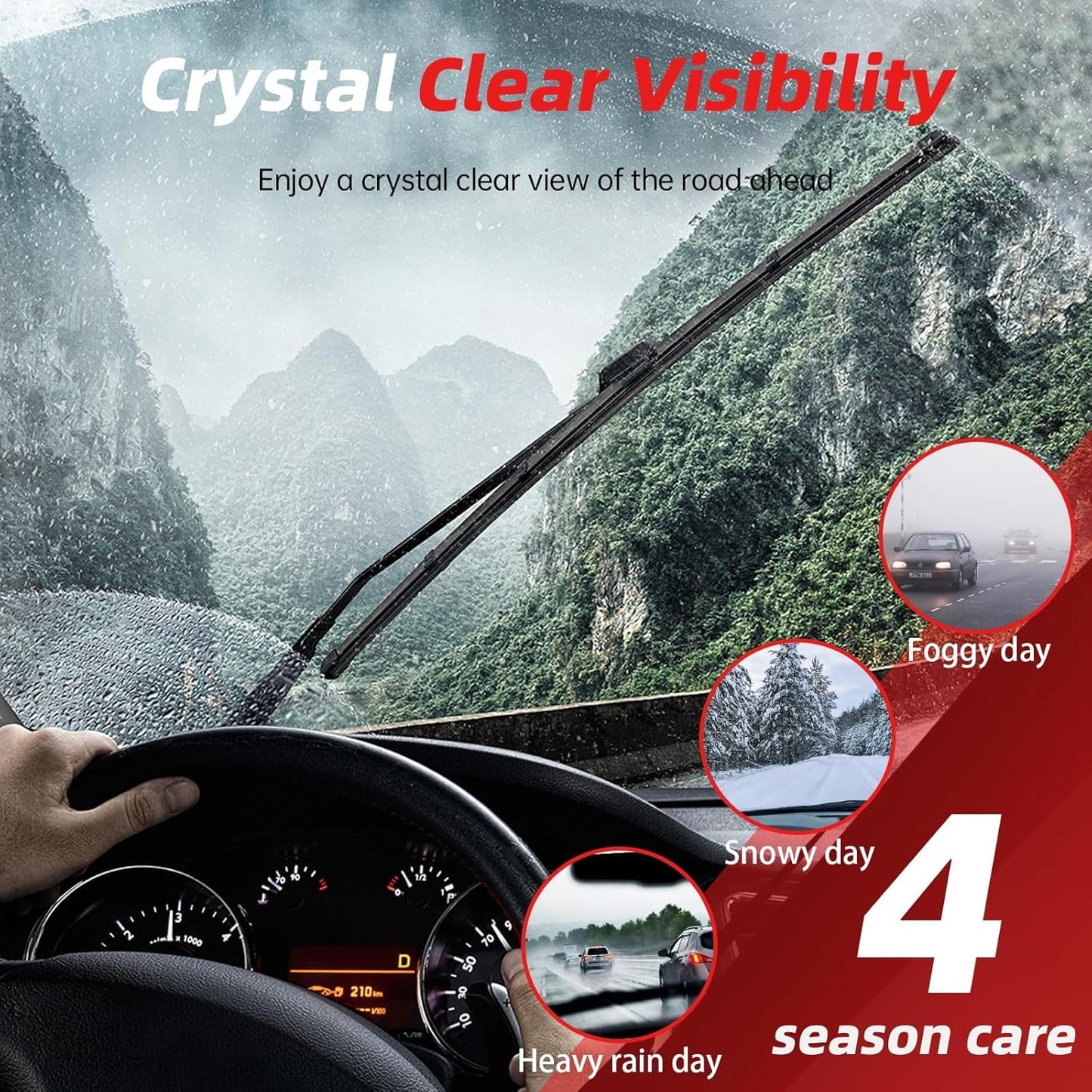 OTUAYAUTO Windshield Wiper Blades - Replacement for Acura MDX 2007-2013, Front and Rear Wiper Blade, J/U Hook - 26"+21"+12" (Pack of 3)