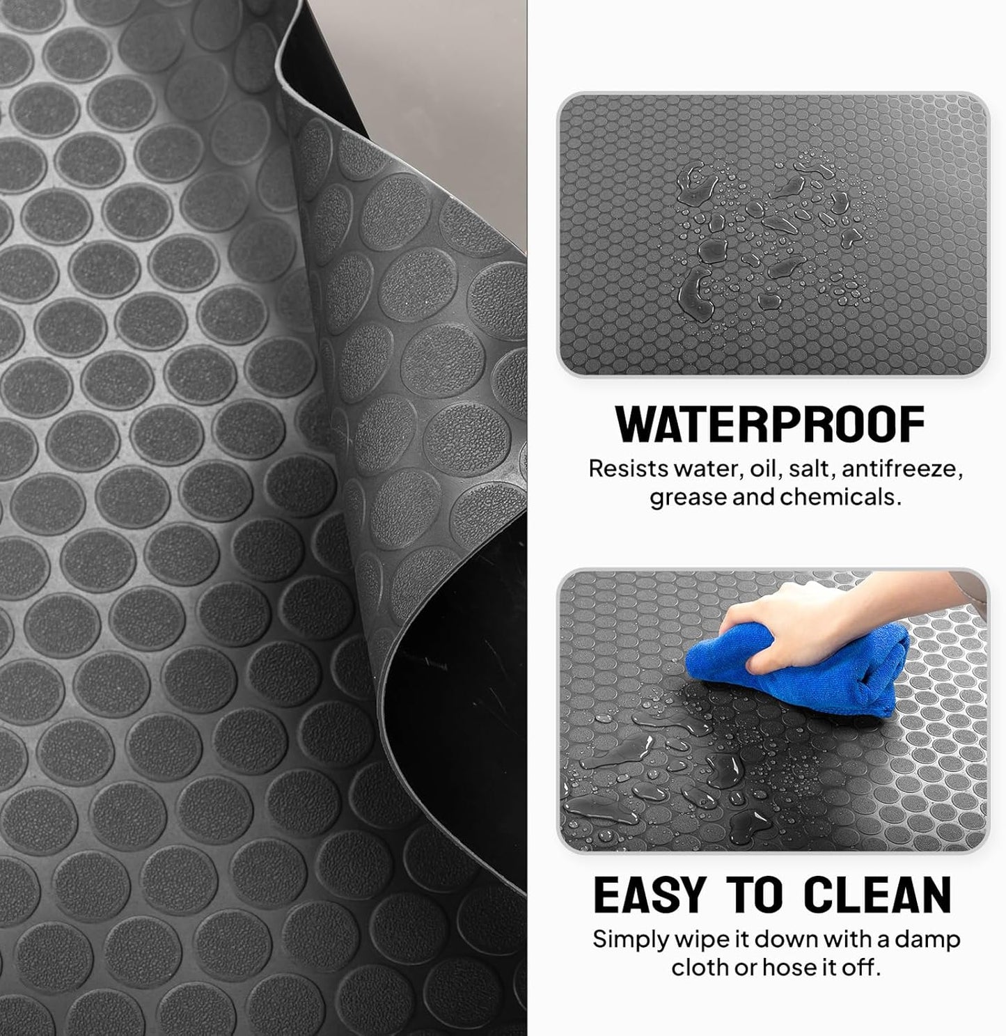 TUFFIOM 7.5 x 17 FT Garage Floor Mat, Thickened Coin Plate PVC Garage Mats Flooring Roll for Under Car, Garage Car Parking Mats for Compact SUVS, Sports Car