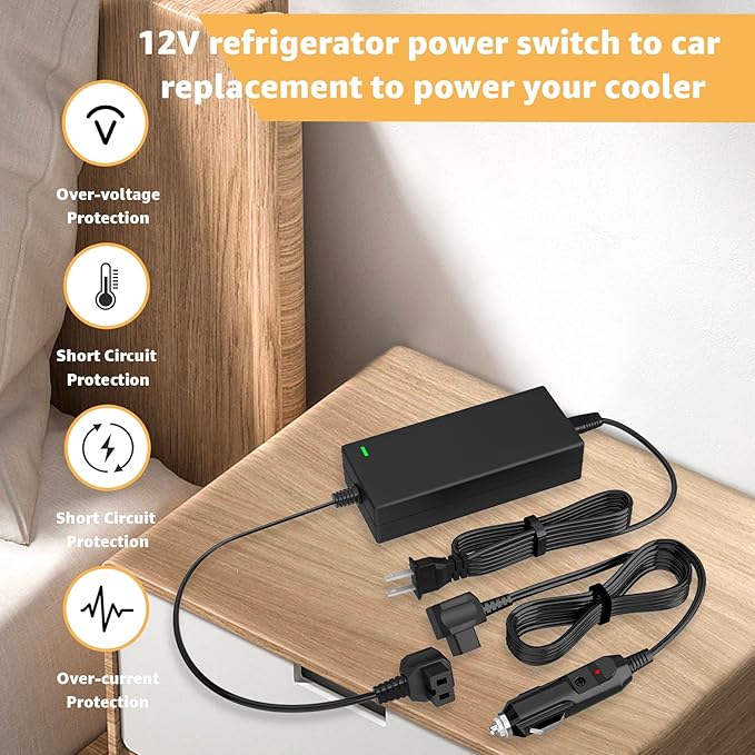 Power Cord Compatible with Alpicool, Bodega, Euhomy, BougeRV, ARB, ICECO, Setpower, JoyTutus, Cooler Power Cord for Most AC/DC Adapter Car Refrigerators﻿ ﻿