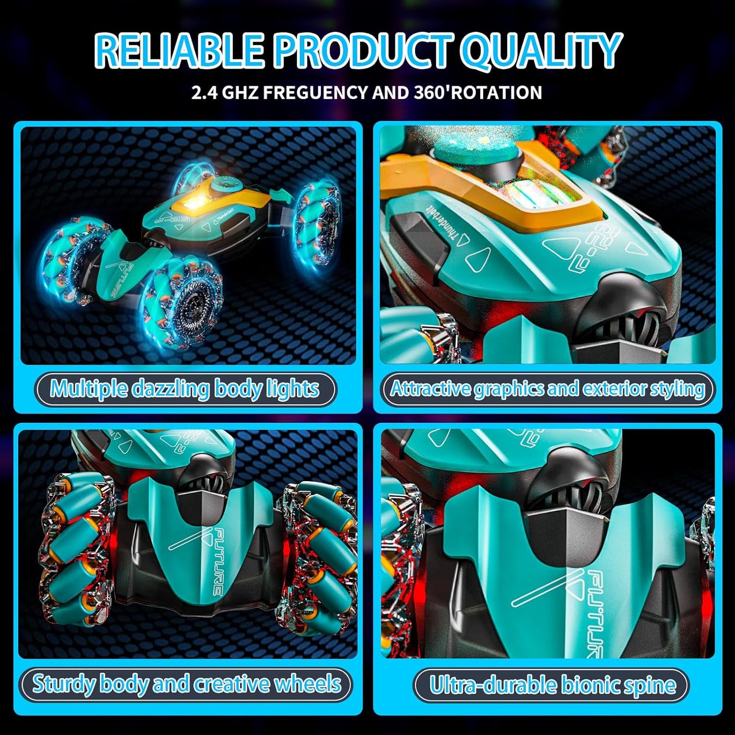 Gesture Sensing RC Stunt Car,Remote Control Car Toys for Ages 5-7-13,with Lights Music Spray,4WD 360° Spins All Terrains Kids Toys RC Cars,3-6 Year Old Boy Birthday Gift & 3-12 Best Gift for Kids