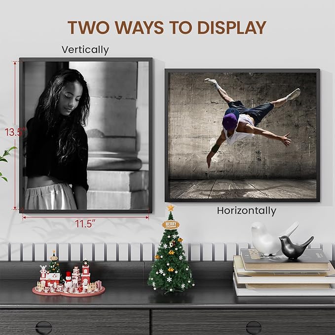 Heimlove 12x14 Metal Picture Frame,Black Aluminum Photo Frames-Real Tempered Glass,Wall Gallery Poster Puzzles Artwork frame Mounting Horizontally or Vertically Decor for Wall-1Pack