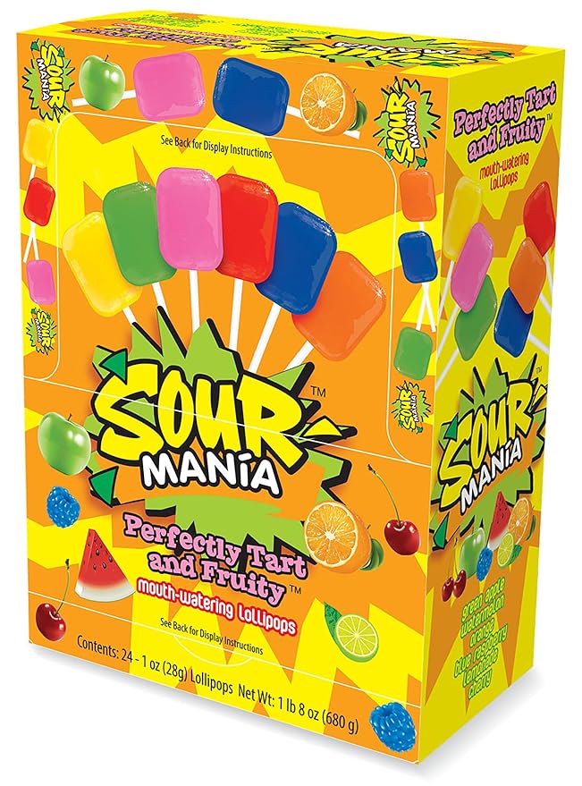 Yummy Lix Sour Mania Gourmet Lollipops, (Pack of 24)