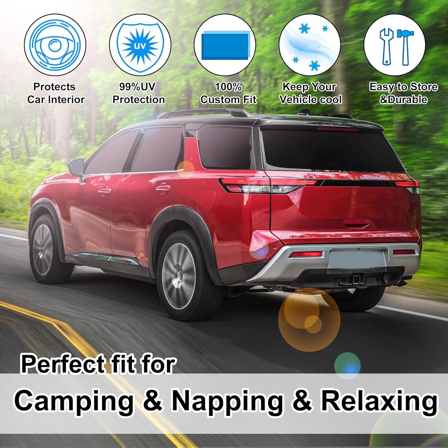 TINGLU Window Shades for Nissan Pathfinder 2022-2025 Accessories Car Side Full Windows Rear Triangular Windshield Sun Shade Sun UV Rays & Privacy Protection for Camping,Napping,and Relaxing 8PCS