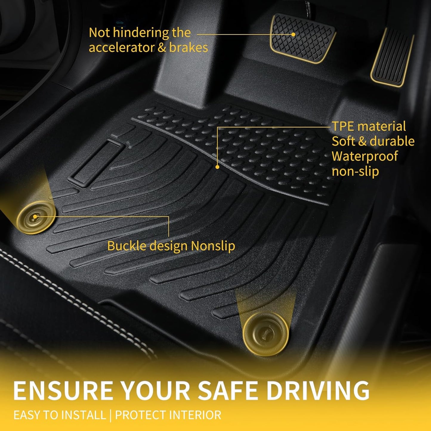 GINOWY- Floor Mats & Cargo Liner for Chevy Equinox, for GMC Terrain 2012-2017, TPE All Weather Protection Car Mats for GMC Terrain Custom 2017 Terrain Floor Liners, Non-Slip Trunk Mat, Waterproof