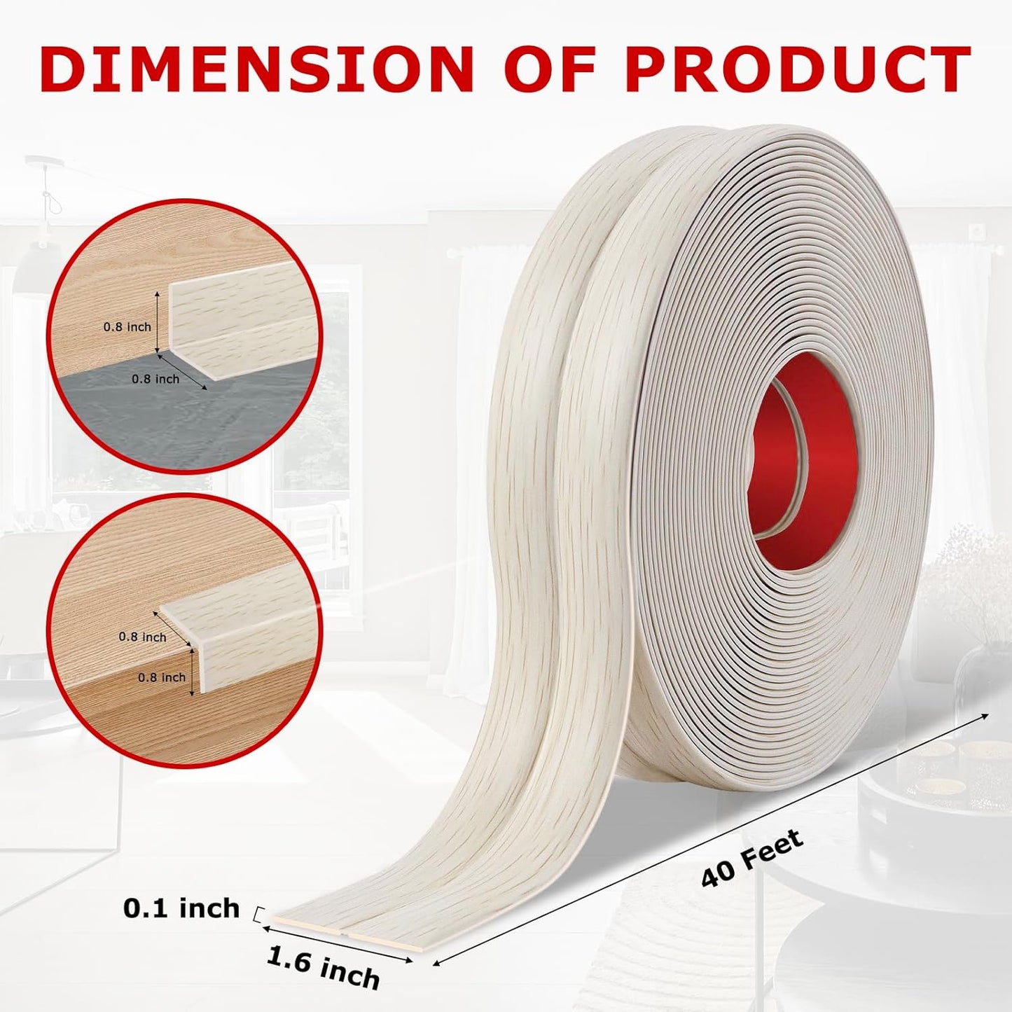 Flexible Wall Corner Protector Moulding Trim Peel and Stick Wall Corner Guards Edge Protector Self Adhesive Molding Trim Strip for Edge Ceiling (Beige Wood Grain, 1.6 in x 40 Ft)