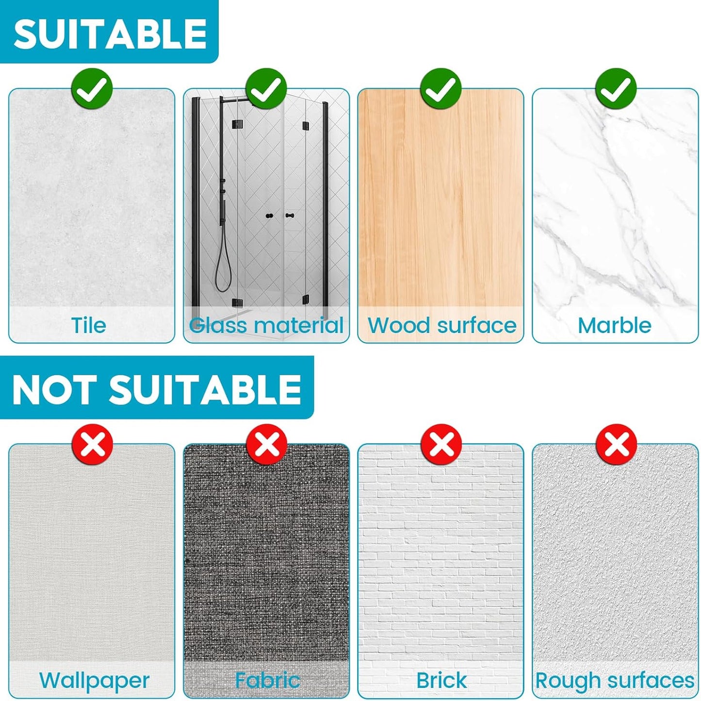 Broom Holder Wall Mount, 4 Pack Broom and Mop Organizer Wall Hanging Self Adhesive, No Drilling, Anti-Slip Broom and Mop Hanger Wall Mount Cleaning Ideal for Bathroom, Kitchen, Garden, Garage