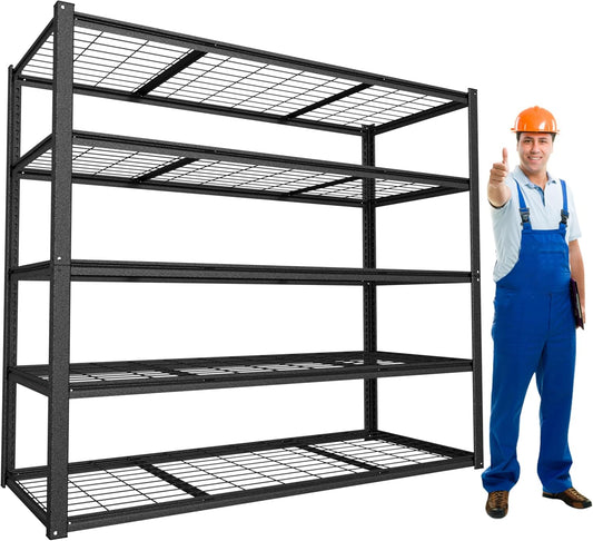 MUPATER 48" W x 20" D x 72" H Metal Storage Shelves, Garage Shelving Unit, Standing Utility Shelf Racks, 5 Tier Shelves and Adjustable Shelves for Garage Kitchen Warehouse