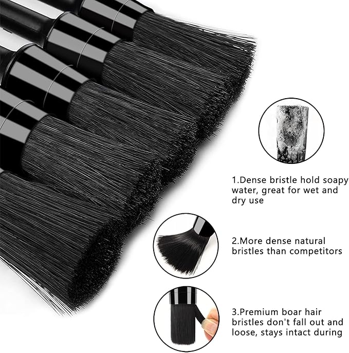 9pcs Auto Car Detailing Brush Set/ Interior Cleaning Kit Includes 5 Soft Premium Detail Brush, 3 Wire Brush & 1 Vent Cleaning Brush for Cleaning Interior, Dashboard, Engines, Leather, Wheel