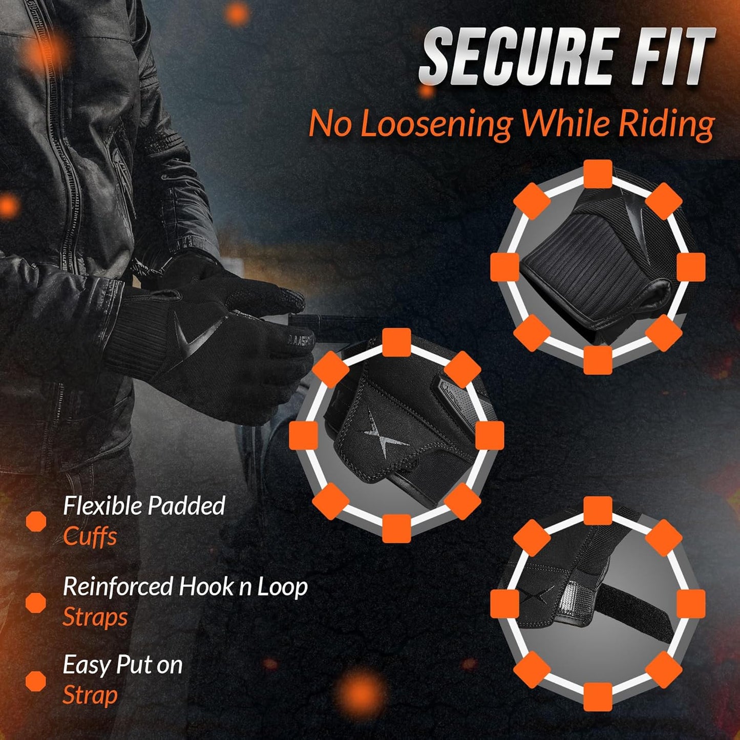 Breathable Motorcycle Gloves for Men with Kevlar & TPR Palm Protection Hard Knuckles Touchscreen