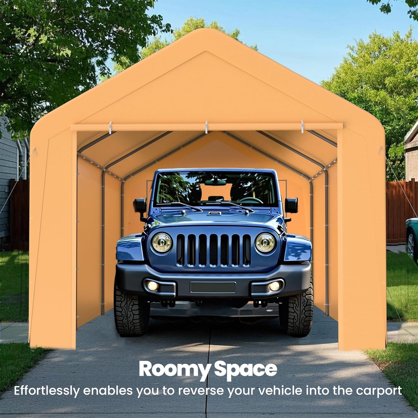 GOJOOASIS 10x20 Carport Heavy Duty Portable Garage Shelter Metal Car Canopy Tent with UV-Resistant & Weatherproof Top Cover for RV & Vehicles (Yellow, 10x20 with sidewalls)