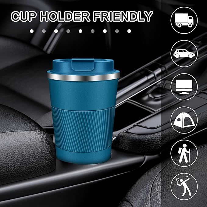 Coffee Travel Mug 12oz Insulated Coffee Mug with Lid Portable Spill-Proof Coffee Travel Mug No Handle Reusable Stainless Steel Mug Keeps Cold and Hot Suitable for Car, Daily, Travel and Gifts