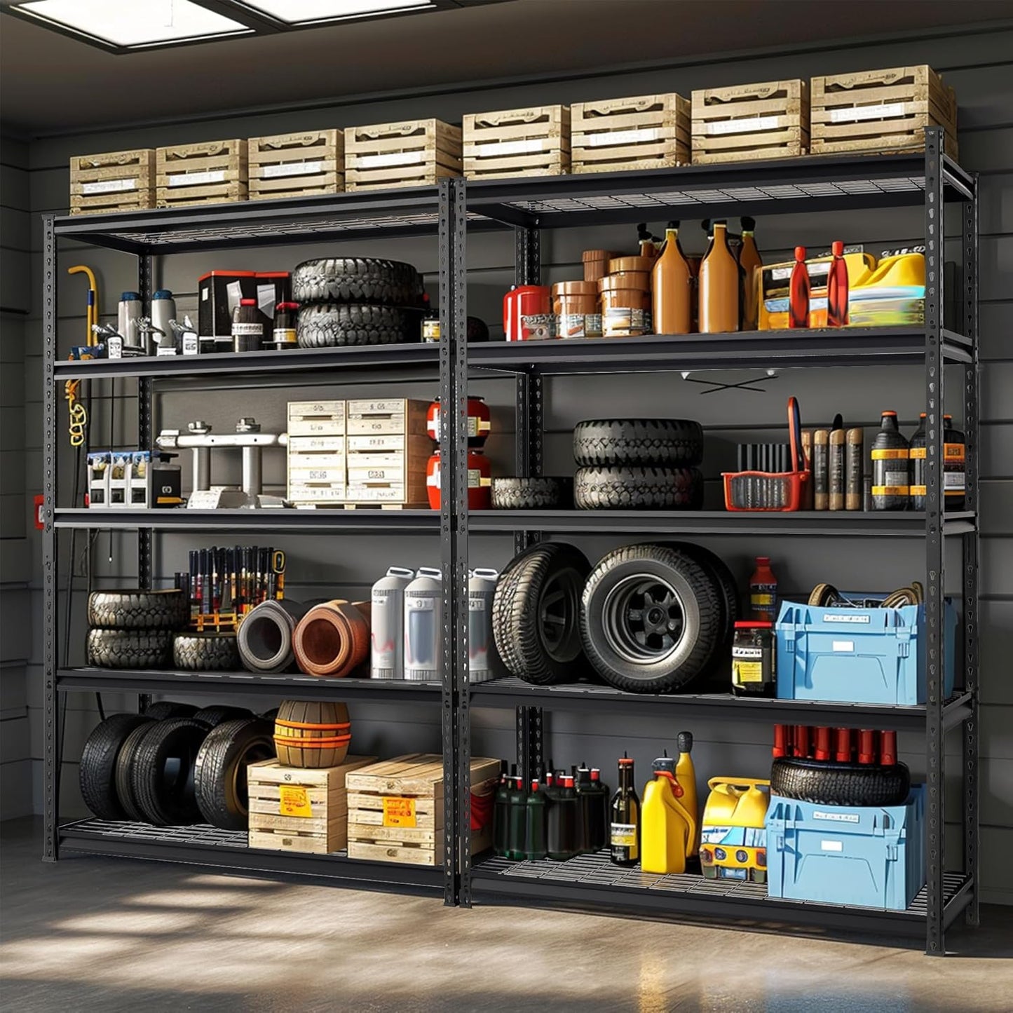 WORKPRO 5-Tier Metal Shelving Unit, 48”W x 24”D x 72”H, Heavy Duty Adjustable Storage Rack, 4000 lbs Load Capacity (Total), for Garage, Basement, Warehouse, 2 Pack