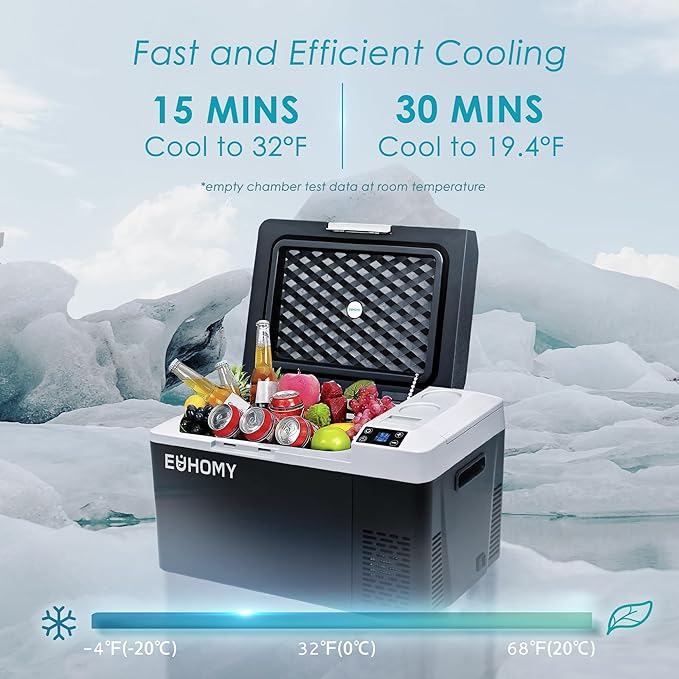 EUHOMY 12 Volt Refrigerator, 24QT(23L) Electric Cooler, Car Fridge APP Control, Car Refrigerator 12/24V DC 100-240V AC, Portable Freezer Usable Battery for Camping, Travel, Truck, Outdoor