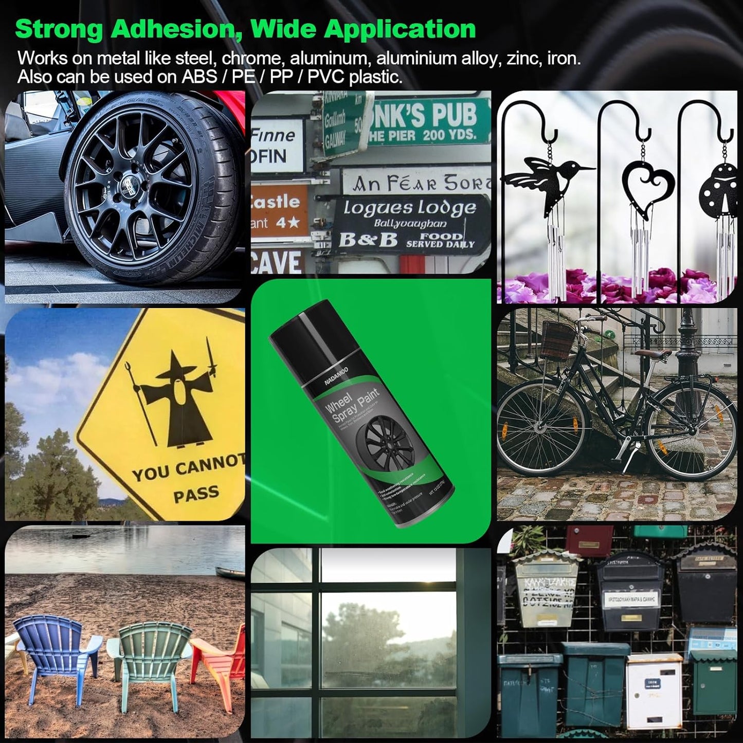 NADAMOO Aluminium Wheel Spray Paint, Aerosol Car Rim Paint for Recolor and Protection, Matte Black, 1 Can, 13 Oz