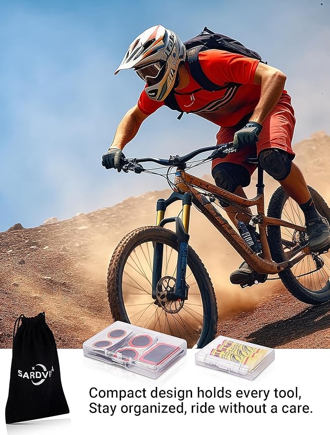 Bike Tire Repair Kit, Bicycle Inner Tube Puncture Patch Kit with 30 PCS Patches for Bikes & 3 PCS Stainless Steel Tire Levers