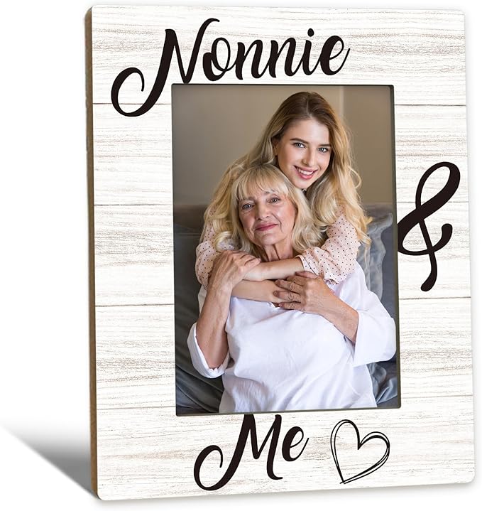Nonnie Gifts Picture Frame 5x7, Grandma Photo Frame, Christmas Mothers Day Birthday Gifts for Nonnies from Grandkids, Nonnie and Me Wooden Picture Photo Frames for Desk Home Room Decor