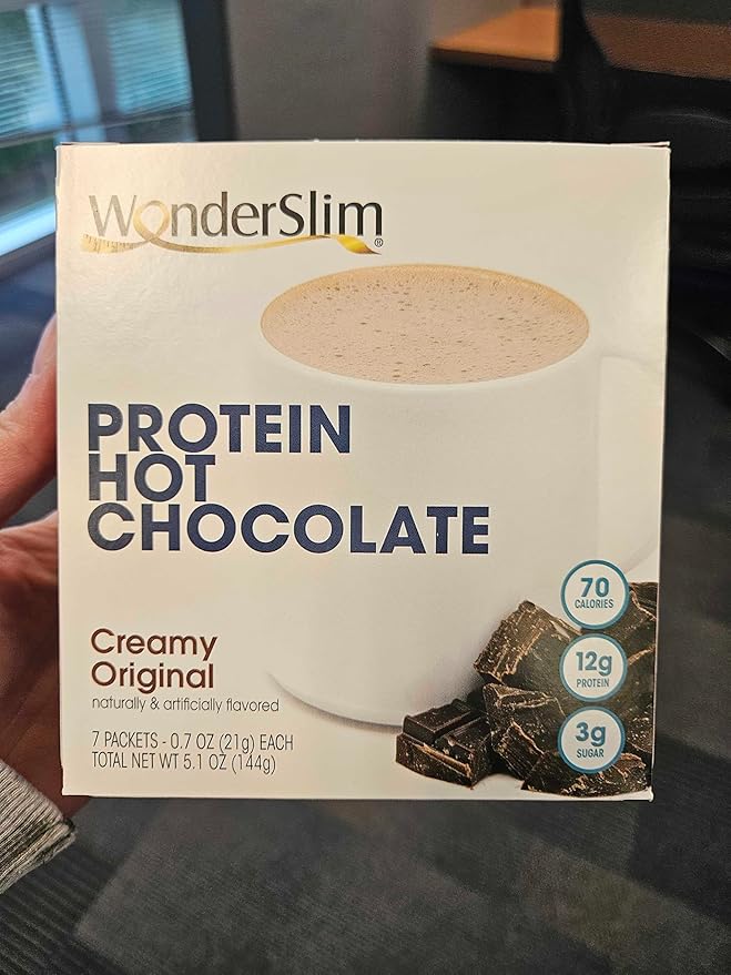 Wonderslim Protein Hot Chocolate, Hot Cocoa, Low Sugar, Low Carb, Keto Friendly & Gluten Free (7ct)