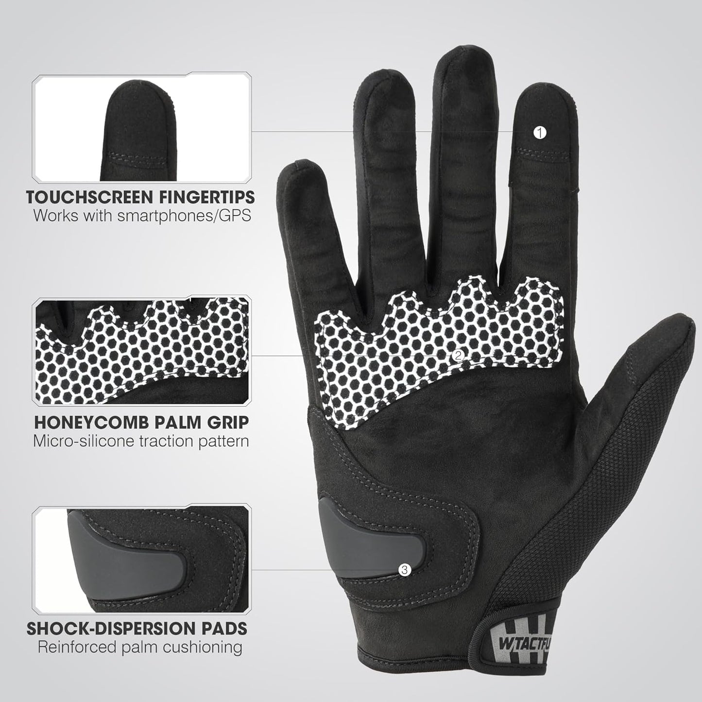 WTACTFUL Lightweight Motorcycle Gloves for Men, Touchscreen Summer Breathable Gloves for Motocross Casual Riding