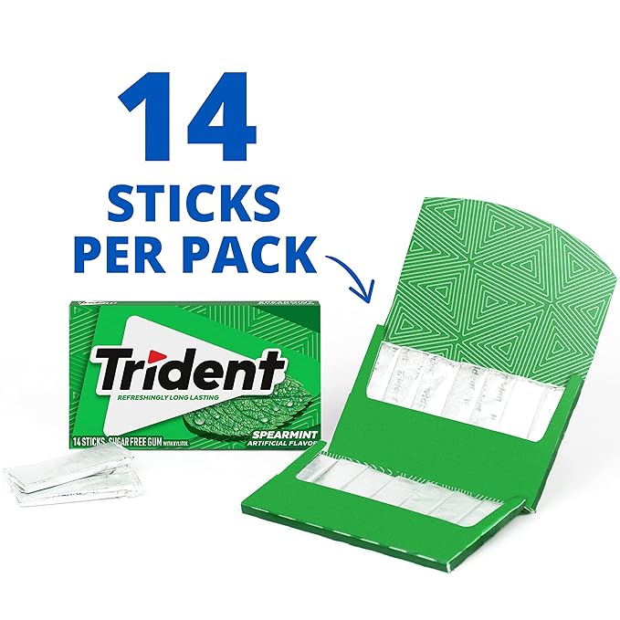 Trident Sugar-Free Chewing Gum Variety Pack Candy, Spearmint, Perfect Peppermint & Original Flavor, 18 Packs of 14 Pieces (252 Total Pieces)