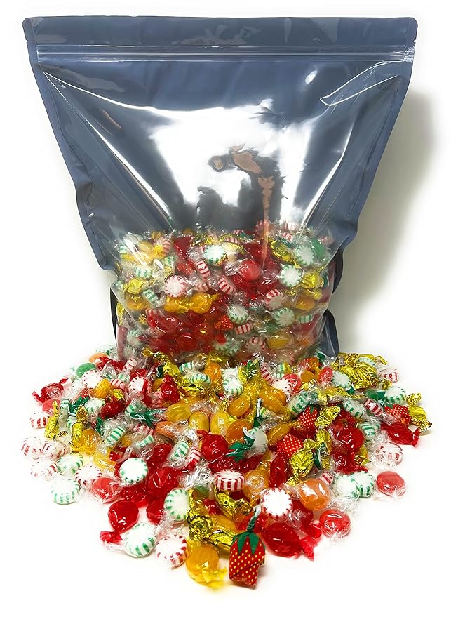 American Old Fashioned Hard Candy - 10 lbs - Peppermint and Spearmint Starlights, Cinnamon Disks, Butterscotch, Strawberry Jelly Filled Candy and Fruity Hard Candy - Bulk Holiday Classics Assortment- Individually Wrapped, 160 oz.