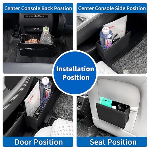 Car Trash Can Multi-Function Garbage,Small Automotive Door Organizer,Leather Car Trash Can Front Seat,Car Seat Back Storage Box (Black)