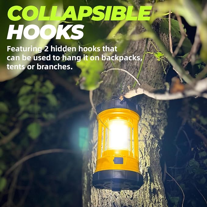 Camping Lantern 3000LM, LED Lanterns for Power Outages with 4400mAh Phone Charger, Impact-Resistant Rechargeable Lantern, 5 Light Modes Waterproof Lantern for Hurricane Emergency(Orange)