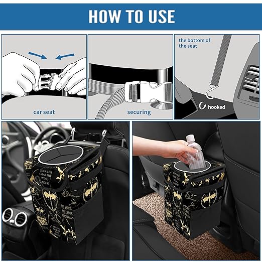 Fourth Wing Car Trash Can with Lid Collapsible Reusable Waterproof Car Garage Bag,Automotive Garbage Can,Car Accessories Interior Car Organizer