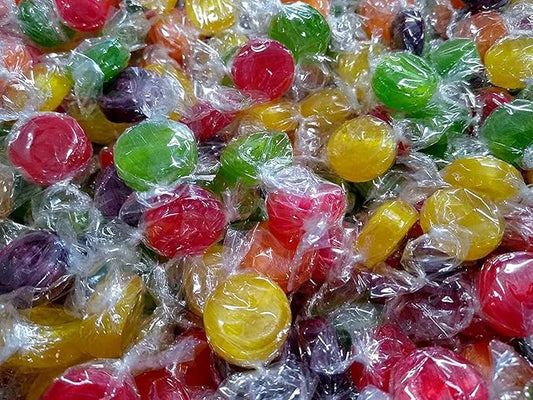 Assorted Fruit Buttons - 4 Pound Bag - Bulk Assorted Candies - Individually Wrapped Candies - By Queen Jax