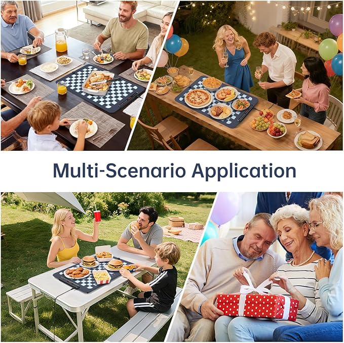Warming Mat for Food - Rapid Full-Surface Heating Electric Warming Tray, 3-Level Temp & Auto Shut-Off, Portable Food Warmer for Home Dinners, Parties, Outdoor Picnics
