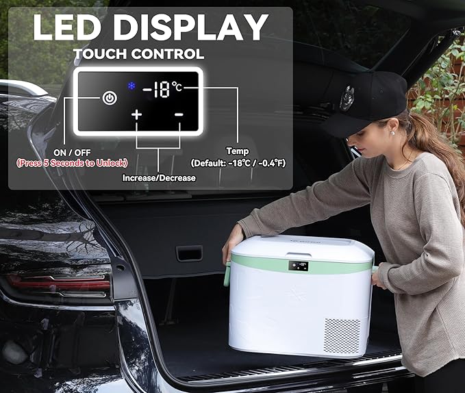 Car Fridge Portable 12V Refrigerator 19 Quart (18 Liter) 12 Volt Freezer Compressor Cooler 12V/24V DC 110～240 V AC for Truck Van RV Camper SUV and Home Use -18℃~+15℃