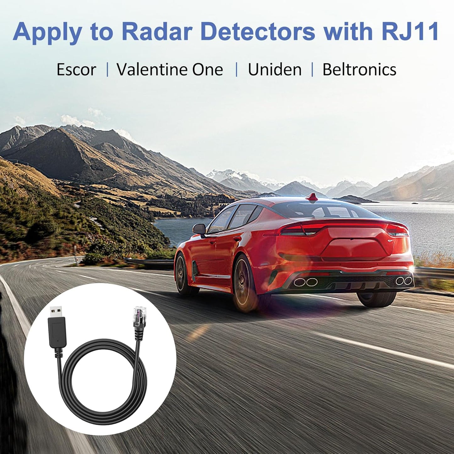Radar Detector Power Cable, USB to RJ11 DC3.5 Cable,Replacement Radar Detectors Power Cable,for Escort Unide Radenso XP Beltronics Cob'r'a Whistler Radar Detector (RJ11-3.3FT)