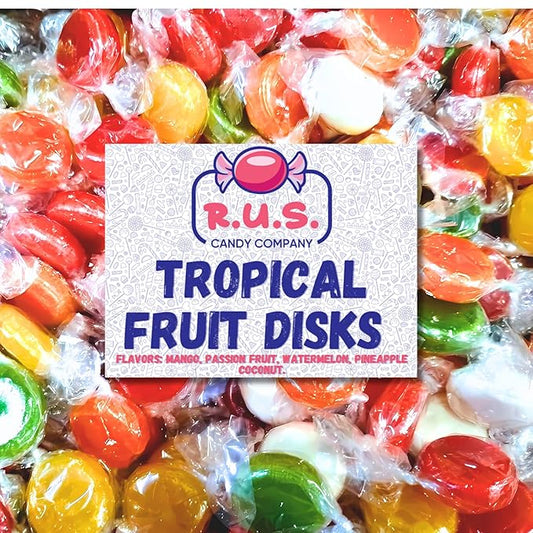 Assorted Tropical Fruit Hard Candy – About 150 Individually Wrapped Pieces, Bold Assorted Fruit Flavors, Bulk 2 Lbs Bag – Classic Hard Candy by RUS Candy Company for Office, Party, or Candy Dish