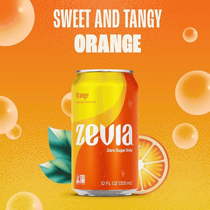 Zevia Zero Sugar Soda, Fruity Variety Pack, 12 oz Cans (24-Pack) – Naturally Sweetened, Zero Calorie Sugar Free Soda - Non-GMO Project Verified, Gluten-Free, Vegan