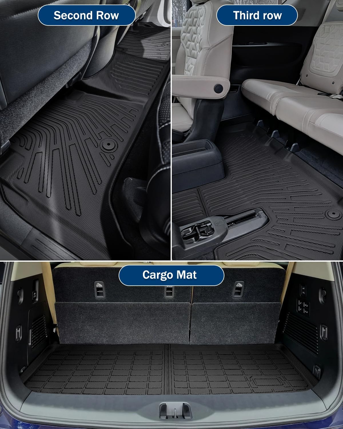 Icyhaws® Floor Mats & Cargo Liner for Nissan Armada/Infiniti QX80 2025 7 Seats, All-Weather TPE Waterproof Carpet Car Liner Anti-Slip Tech Front/Rear/Third Row Automotive Accessories for Nissan/QX80