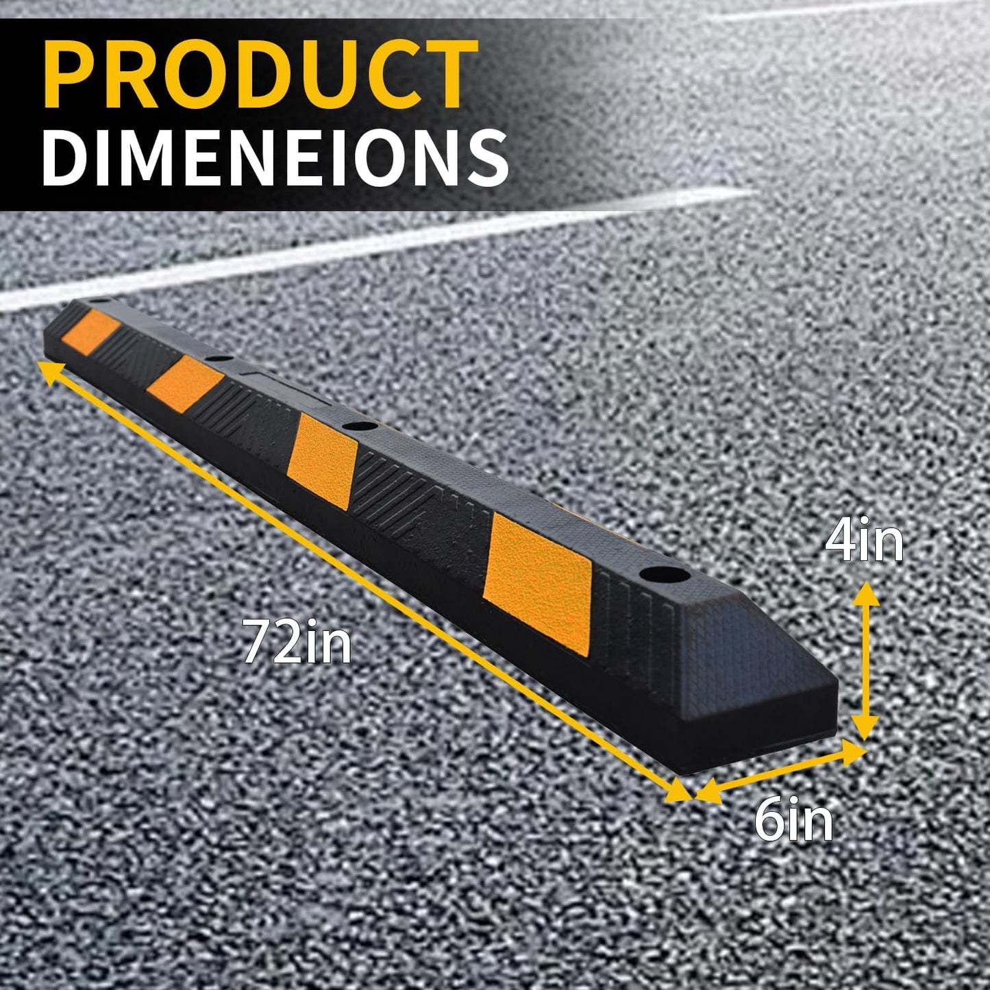 BESEA 2pcs Curb Parking Stoppers for Garage Bumpers Parking car 72" Length 4" High Heavy Duty Rubber Wheel Stopper for Vehicles Truck Driveway Help Your Cars Parking Stop Perfectily(2pack)