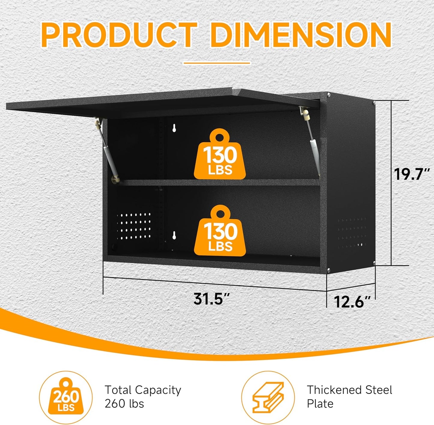 Metal Wall Cabinet with Up-flip Door,Metal Wall Storage Cabinet with Adjustable Shelf,Wall Mounted Tool Cabinets with Pegboard for Garage,Basement,Home Office, Kitchen,Warehouse-Black