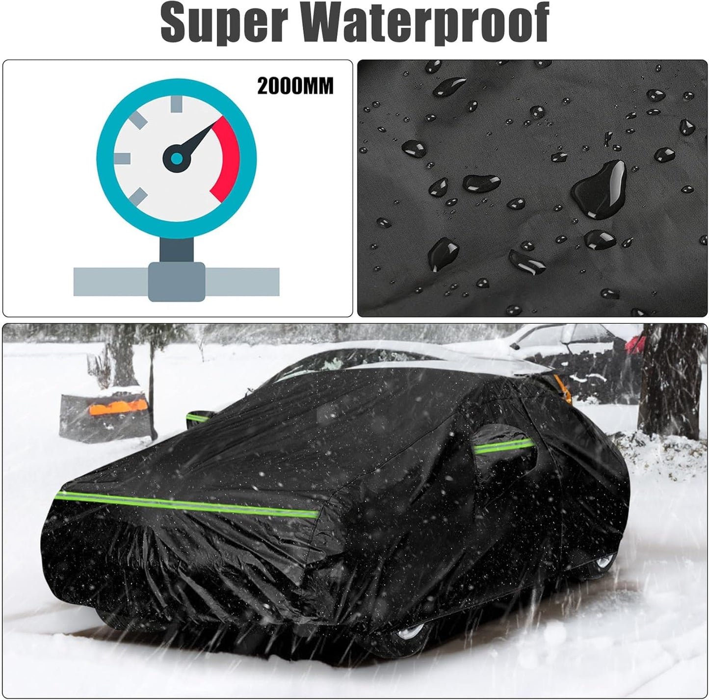 Waterproof Car Cover Compatible with Toyota Corolla Sedan Accessories 2004-2025, Black 210T Inside Cotton Cover with Door Zippers for Snow Rain Dust Outdoor Protection