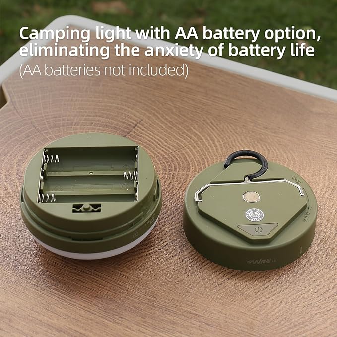 LED Camping Light,4Modes Portable AA Battery Powered Hanging Tent Lantern with Magnetic Base and Foldable Hook for Emergency Use or Campsites, (Without Batteries-Green)