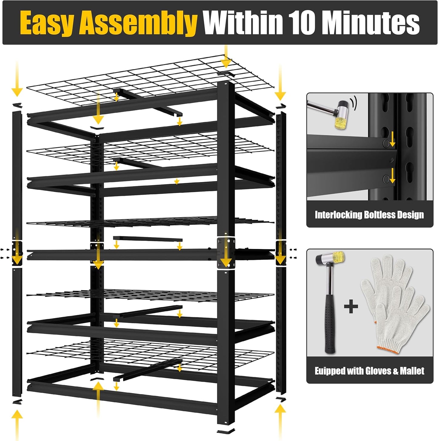 PrimeZone Heavy Duty Garage Shelving 5 Tier Heavy Duty Storage Shelves Adjustable Industrial Metal Wire Shelf Unit for Garage,Basement,Pantry,Warehouse,Commercial,36" W X 16" D X 72" H 4Pack