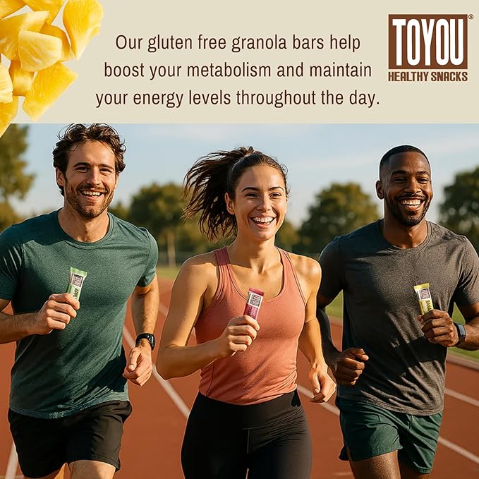 ToYou Chewy Fruit and Nut Bars - Healthy Protein Snacks | Piña Colada - 1.41 Ounce (Pack of 12) | Soft Chewy, Vegan, Fiber-packed Granola Bars for Adults and Kids, Made with Natural Ingredients