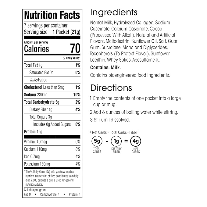 Wonderslim Protein Hot Chocolate, Hot Cocoa, Low Sugar, Low Carb, Keto Friendly & Gluten Free (7ct)