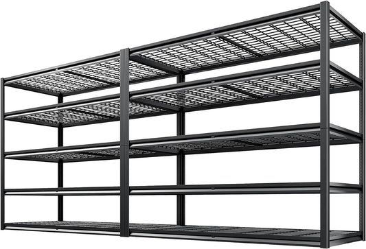 REIBII 55.2'' W x 78.2'' H x 26'' D, 5-Tier Metal Garage Shelving Units, 3000LBS Capacity, Adjustable Heavy Duty Shelves, 2 Pack