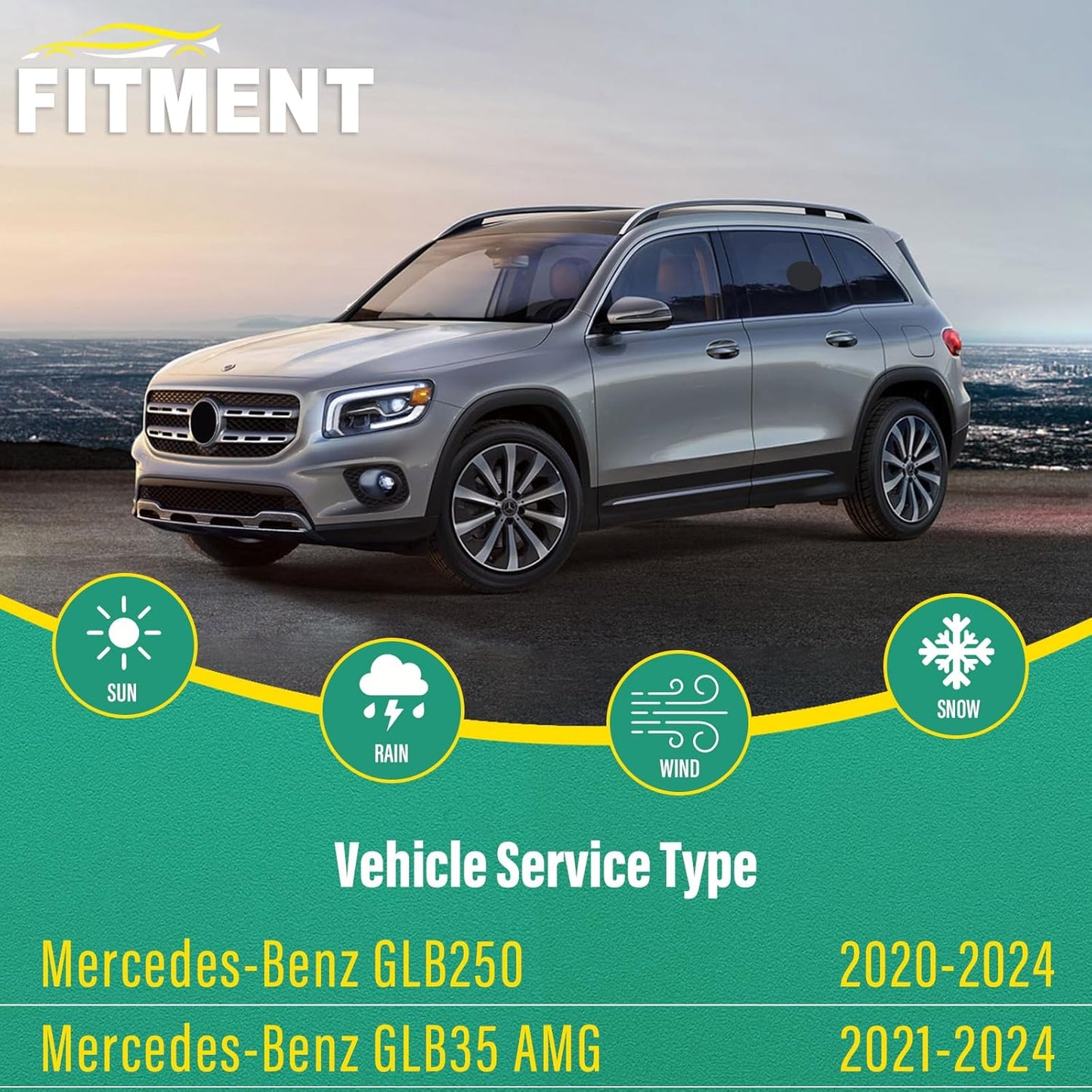 24" 22" 12" Windshield Wiper Blades Replacement for Mercedes-Benz GLB250 GLB35 AMG 2020 2021 2022 2023 2024 GLB 250 35AMG Premium All Weather Front Rear Wipers Set - OEM Quality (Pack of 3)