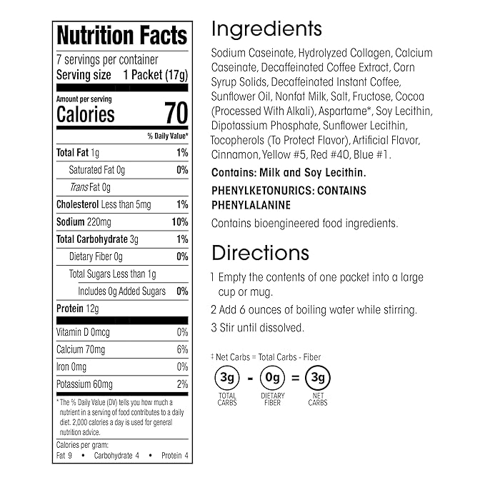 Wonderslim Protein Coffee Powder, Creamy Original Cappuccino, Low Sugar, Gluten Free, Keto Friendly & Low Carb (7ct)