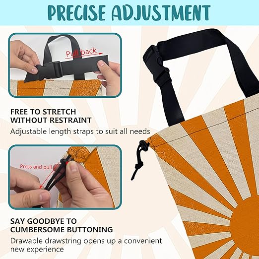 Car Trash Bag Retro Orange and White Sunray Leak-Proof Waterproof Car Garbage Bag with Drawstring Foldable Canvas Trash Bin with Adjustable Buckle for Car Accessories, Travelling, Camping