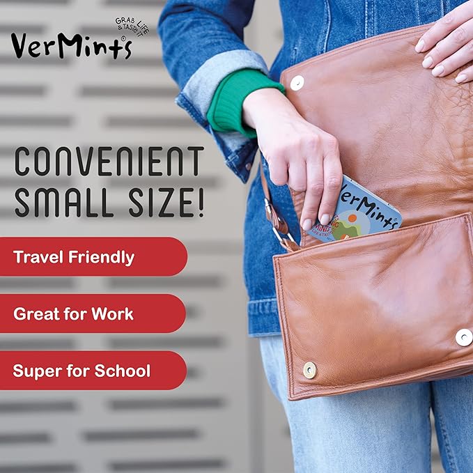 VerMints Organic Breath Mints PepperMint Candy Mints for Real Long-Lasting Flavor, Travel Size Tin - Non-GMO, Nut Free, Gluten Free, Vegan, Kosher Peppermints - .63oz/18g Tins (Pack of 12)