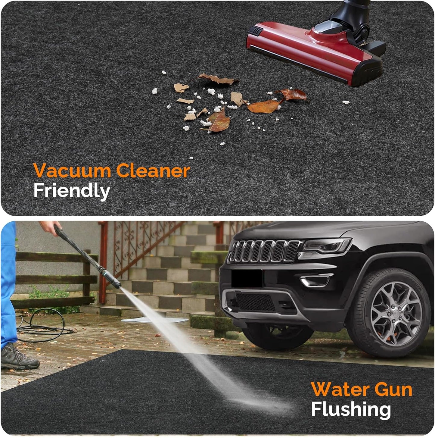 TUFFIOM 22' x 8' Oil Spill Mat with Tape,Garage Floor Mat for Under Car,Oil Absorbent Mat for Garage Waterproof,Oil Drip Change Parking Mat for Driveway,Reusable,Washable