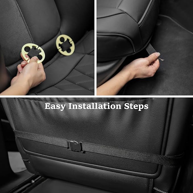 JOJOBAY Leather Car Seat Cover,Bottom Seat Covers for Cars,Front Seat Protector,Fit for 95% of Vehicles - Padded,Anti-Slip,Premium Leather(1 PC,Grey Two Tone)